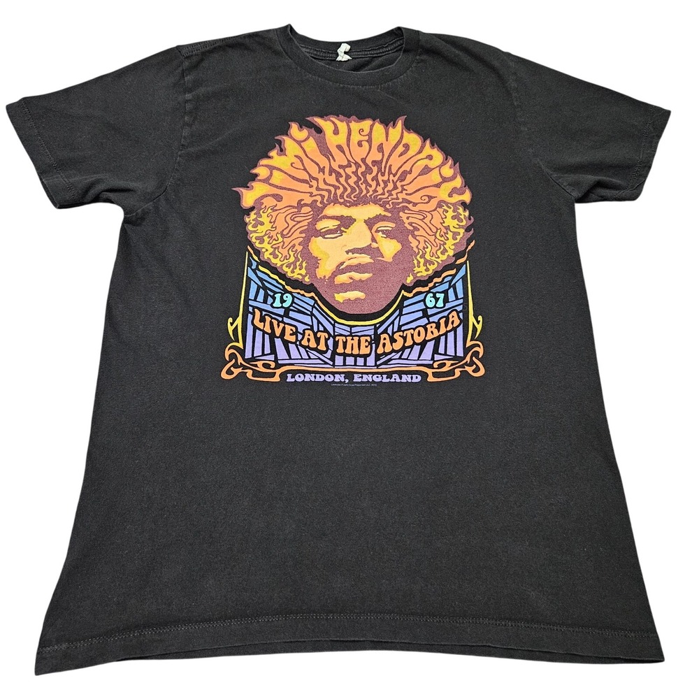 Y2K Jimi Hendrix TShirt‎ Mens M Black Live At The Astoria 1967 Graphic Rock Tee